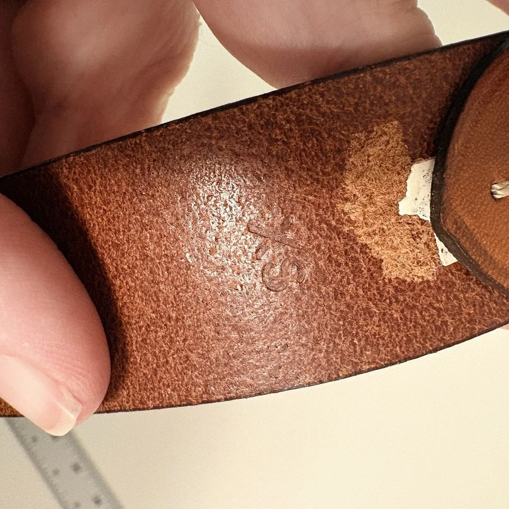 Vintage Ralph Lauren RL Plaque Buckle Leather Belt Made in England 90s Brown XS